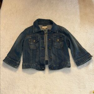 LOFT denim crop cropped jacket blue jean jacket women’s XS short length sleeves